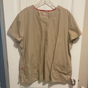 Dickies Khaki V-Neck Scrub Top